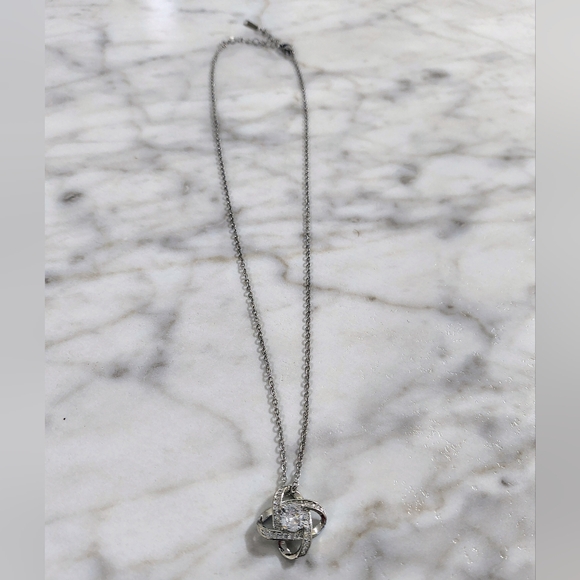 Ungent Them Silver Plated Adjustable 18" Chain with AAA+ Cubic Zirconia Pendant - Picture 3 of 8
